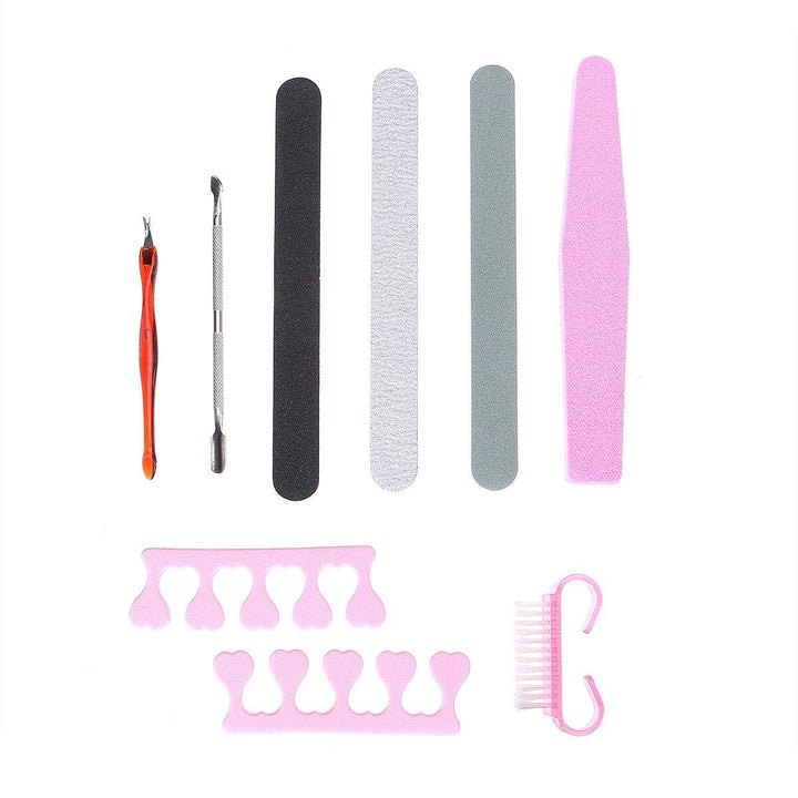 9pcs Manicure Tool Nail File Dead Skin Fork Polishing Strip Polished Nail Set - MRSLM