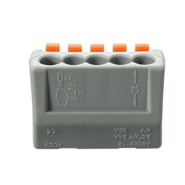 Excellway® ET25 2/3/5 Pins Spring Terminal Block 5Pcs Electric Cable Wire Connector - MRSLM