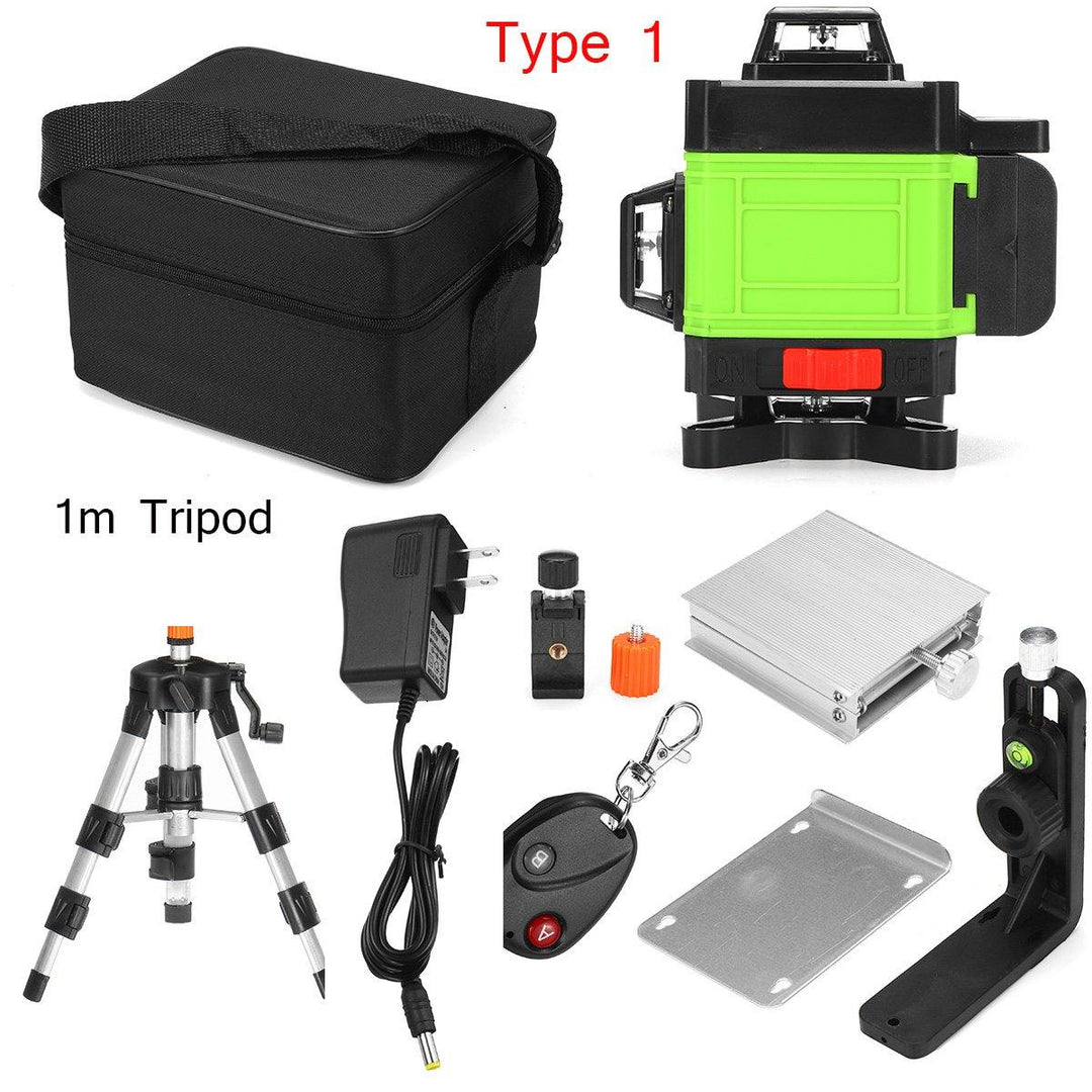 12/16 Line Green Light Laser Level Digital Self Leveling 360° Rotary Measure Tool - MRSLM