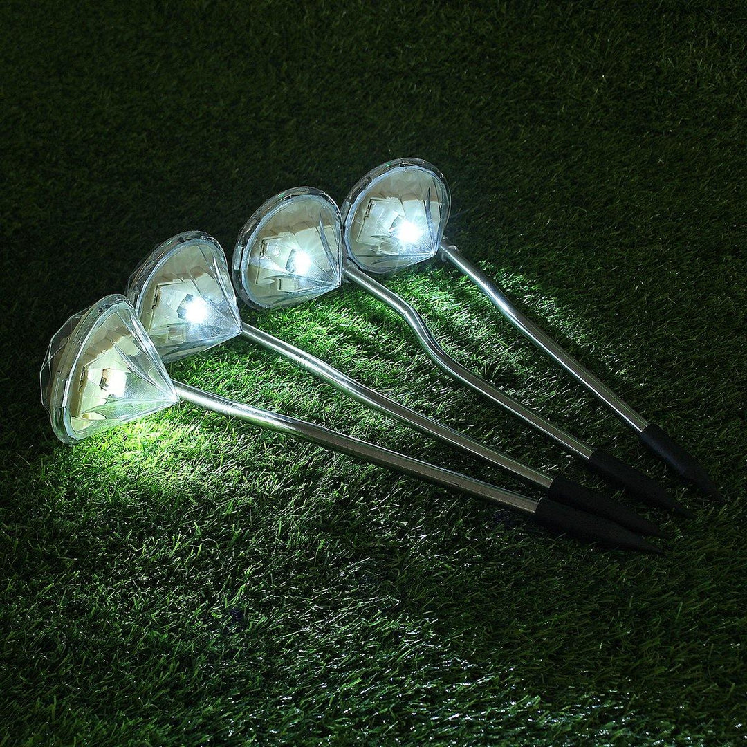 4Packs Solar Garden Lights Outdoor LED Solar Powered Pathway Lights Stainless Steel Landscape Lighting for Lawn Patio Yard Walkway Driveway - MRSLM