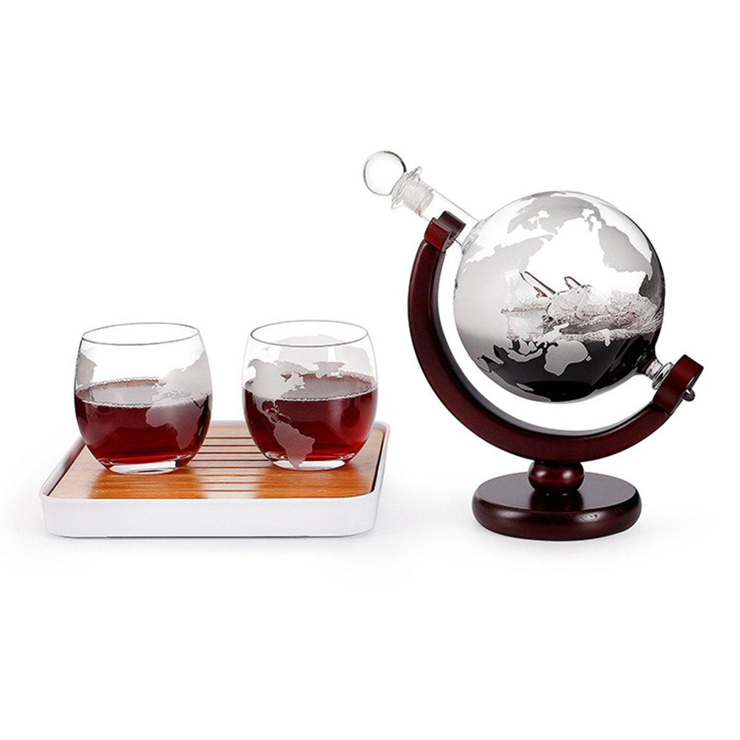 Elegant 850mL World Globe Decanter Alcohol Liquid Glasses Crystal White Glass Earth Cups - MRSLM