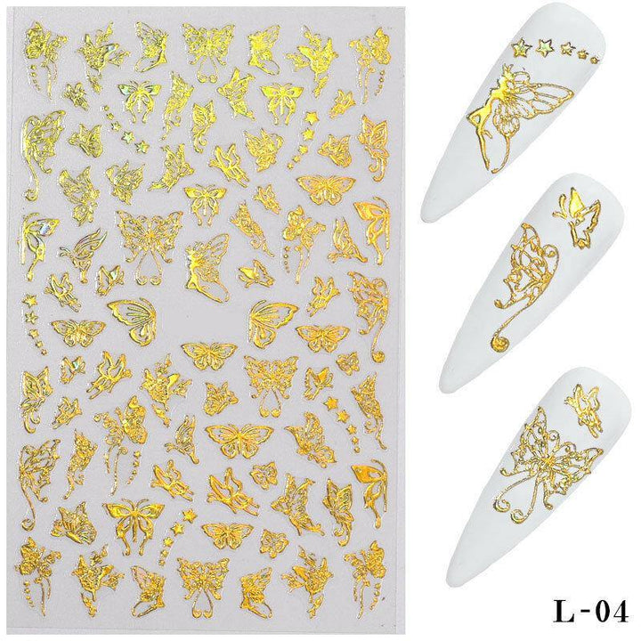 3D Holographic Nail Art Stickers Colorful DIY Butterfly Nail Transfer Decals - MRSLM