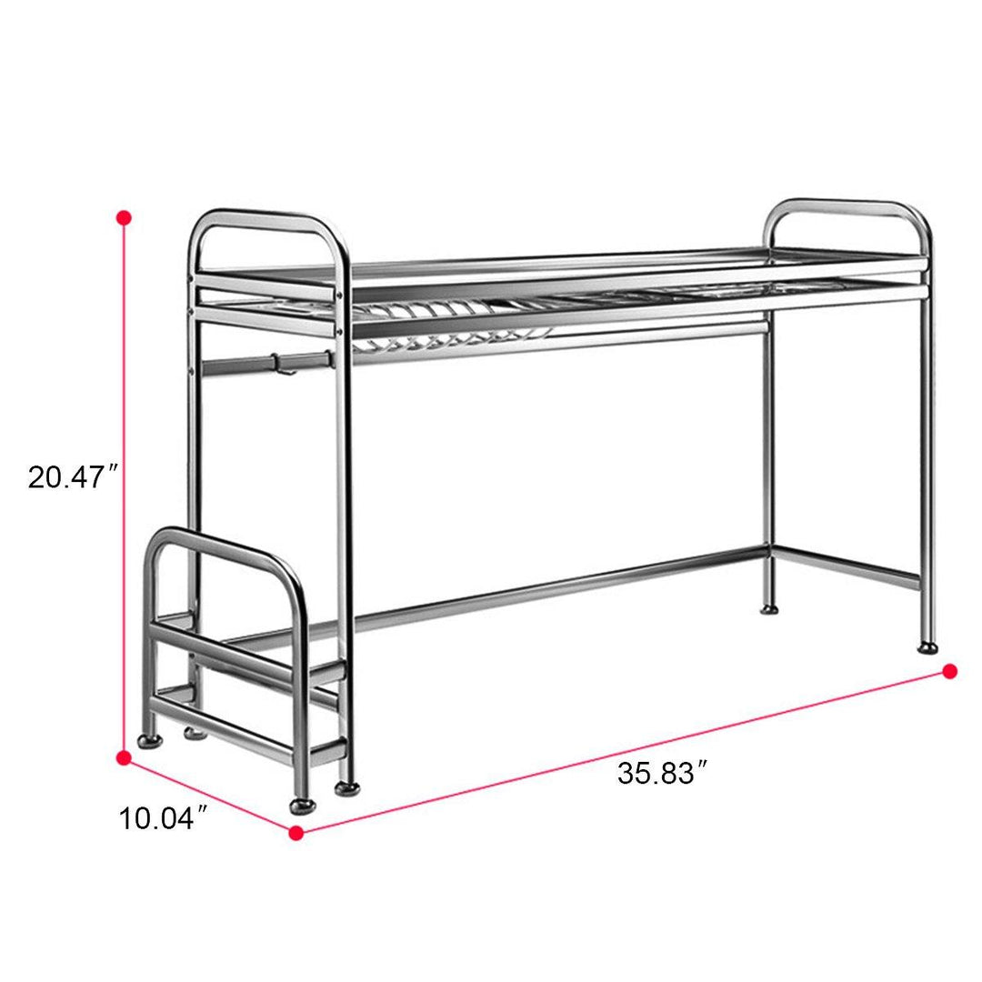 66cm/91cm Stainless Steel Over Sink Dish Drying Rack Storage Multifunctional Arrangement for Kitchen Counter - MRSLM