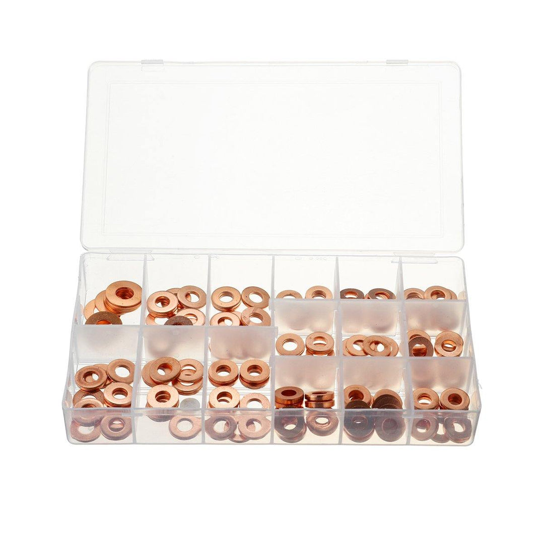 150pcs Copper Diesel Injector Washer Seal Assortment Set Fuel Injector Seal Ring - MRSLM