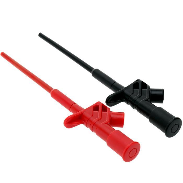 2Pcs Black DANIU P5004 Professional Insulated Quick Test Hook Clip High Voltage Flexible Testing Probe - Black - MRSLM