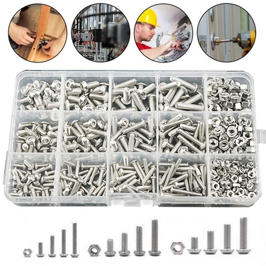 Suleve 500pcs Stainless Steel Hex Socket Cap Head Bolts Screw Nuts Kits M3 M4 M5 - MRSLM