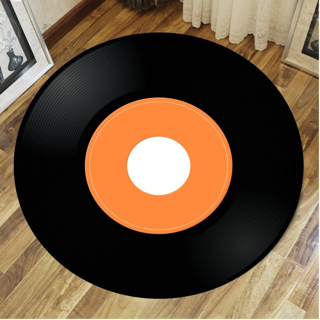 Vinyl Record Printed Soft Fabric Round Floor Mat Carpet Room Area Bedroom Rug Seat Cover Door Rugs - MRSLM