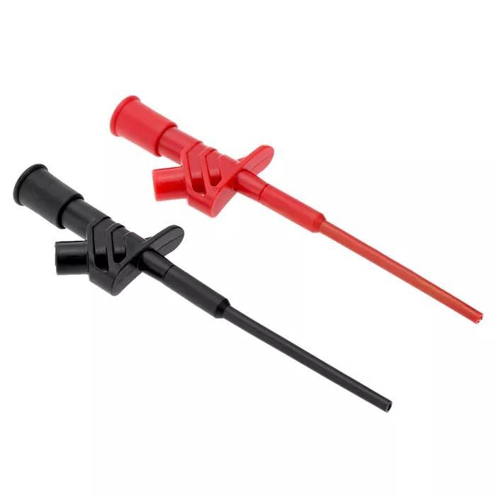 2Pcs Black DANIU P5004 Professional Insulated Quick Test Hook Clip High Voltage Flexible Testing Probe - Black - MRSLM