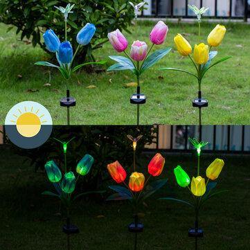 1PC/2PCS Solar Powered LED Lawn Light Colorful Flower Tulip Outdoor Yard Garden Lamp for Outdoor Home Street - MRSLM