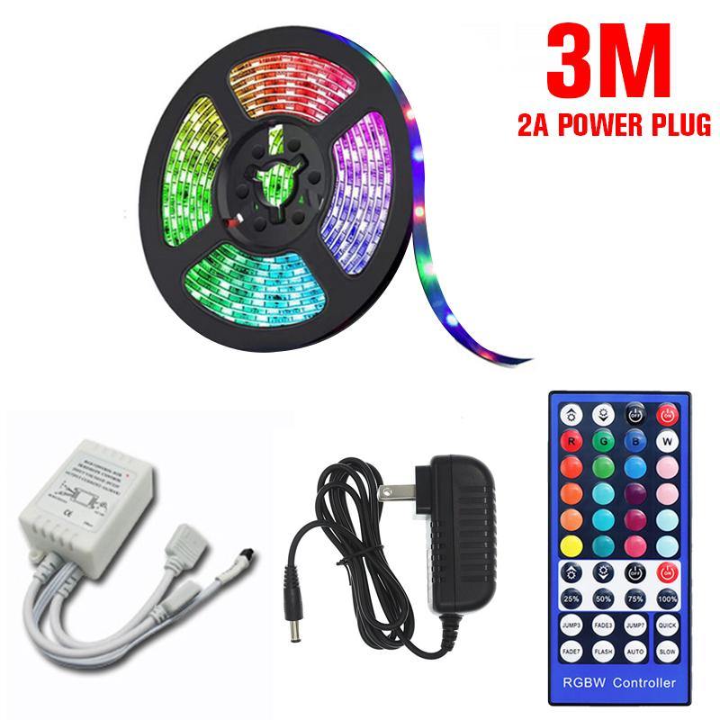 3M/5M/10M RGB 3528 SMD LED Strip Light Non-waterproof Full Kit Lamp + 44 Key IR Remote Controller +US Power Adapter - MRSLM