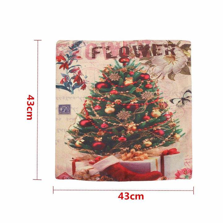 43X43cm Christmas Tree Snowmen Gift Fashion Cotton Linen Pillow Case Santa Claus Home Decor - MRSLM