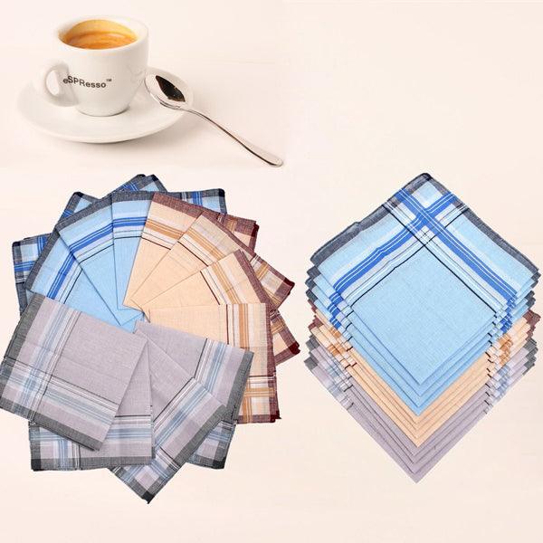 12Pcs Cotton Men Pocket Handkerchief Square Hanky For Wedding Party - MRSLM