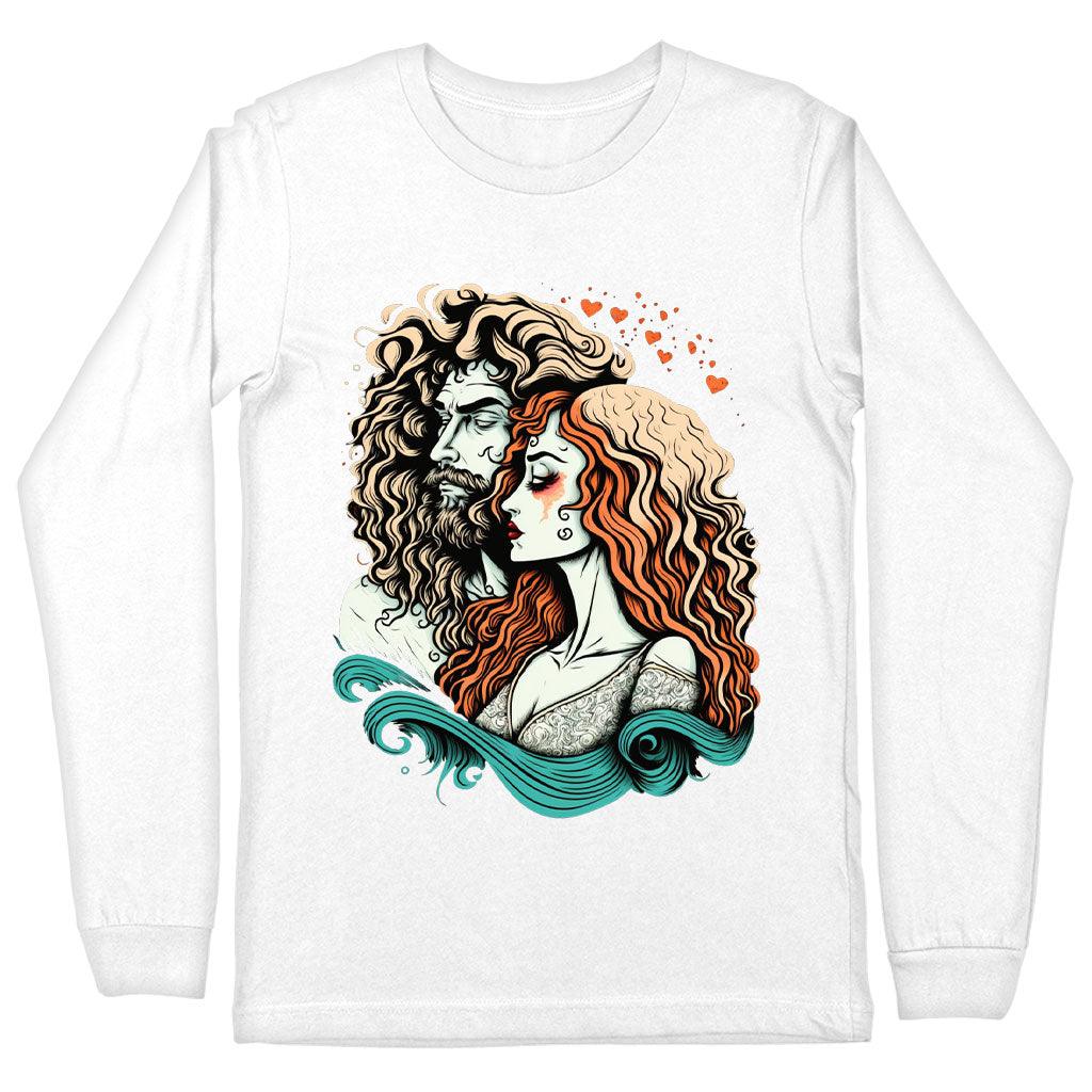 Romantic Long Sleeve T-Shirt - Love Couple T-Shirt - Printed Long Sleeve Tee - MRSLM