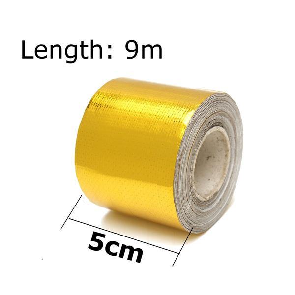 9mx5cm Adhesive Reflective Gold High Temperature Heat Shield Wrap Tape Roll - MRSLM