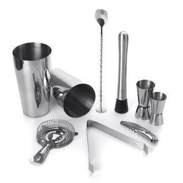 9 Piece Stainless Steel Cocktail Shaker Jigger Mixer Bar Drink Shaker Bartender Set Restaurant Supplies - MRSLM