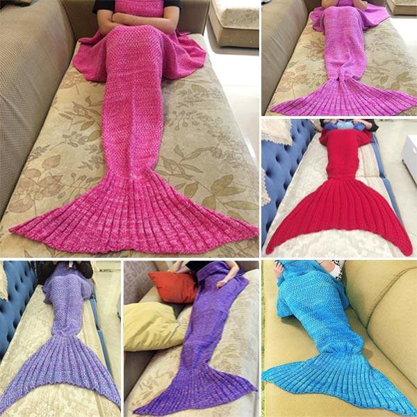 Honana WX-37 180x90cm Knitting Mermaid Tail Blanket Home Office Acrylic Fibers Warm Soft Sleep Bag - MRSLM