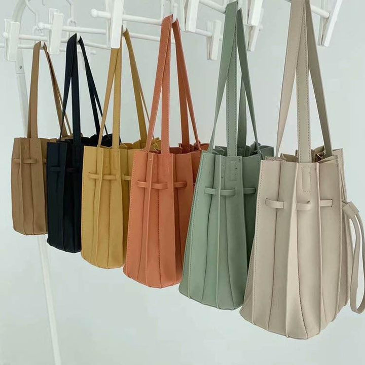 Pleated One Shoulder Folding Bucket Bag - MRSLM