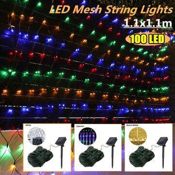 Solar Powered LED Mesh Curtain Fairy String Light Wedding Indoor Outdoor Christmas Garden Party Lamp - MRSLM