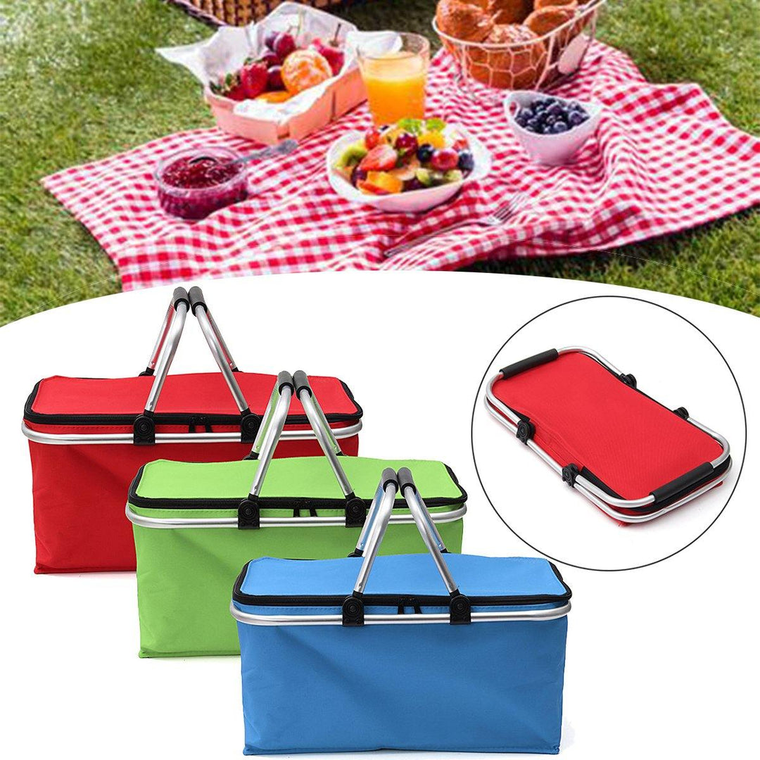 30L Large Folding Insulated Thermal Cooler Bag Picnic Camping Lunch Storage Baskets (Red) - MRSLM