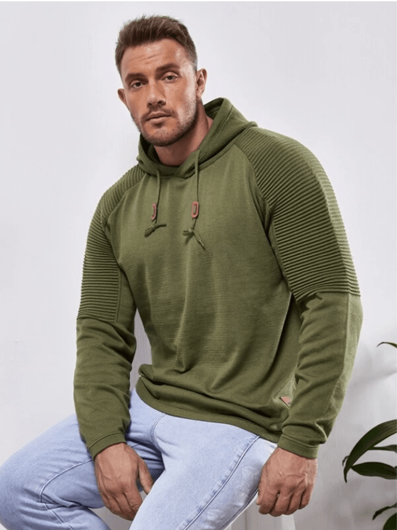 Solid Color Casual Male Long Sleeve Hoodie - MRSLM