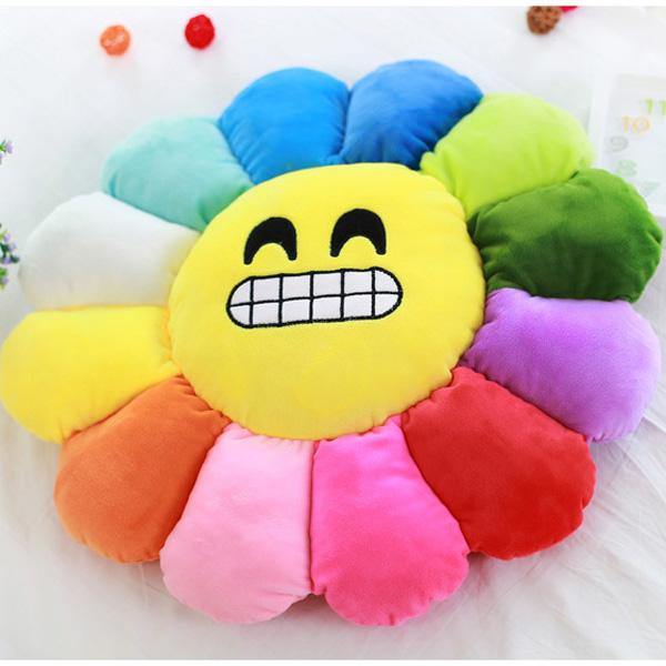 Creative Emoji Expression Candy Color Sunflowers Throw Pillow Plush Sofa Car Office Back Cushion - MRSLM