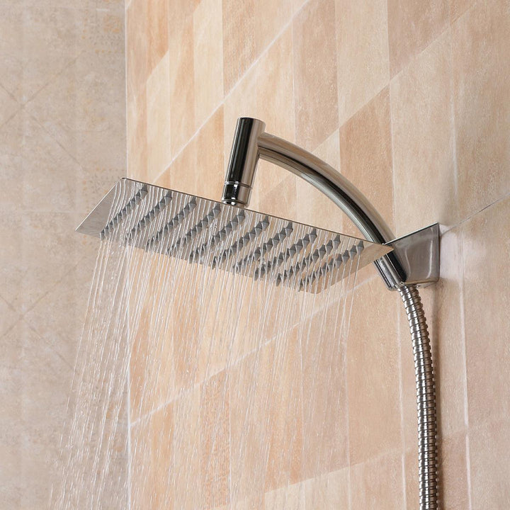 Square 8 Inch Rainfall Shower Head Extension with Shower Arm Hose Kit Overhead - MRSLM