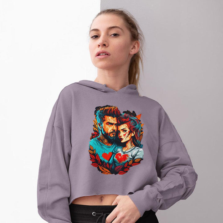 Romantic Shirt Women's Cropped Hoodie - Bright Cropped Hoodie - Colorful Hooded Sweatshirt - MRSLM