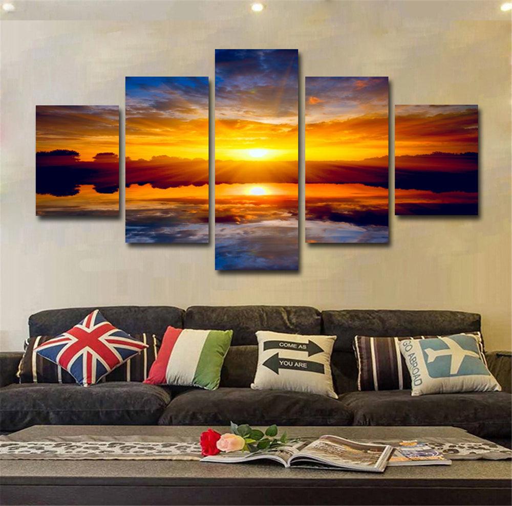 5 Panels Unframed Modern Canvas Art Oil Painting Picture Room Wall Art Pictures Home Wall Decoration Supplies - MRSLM