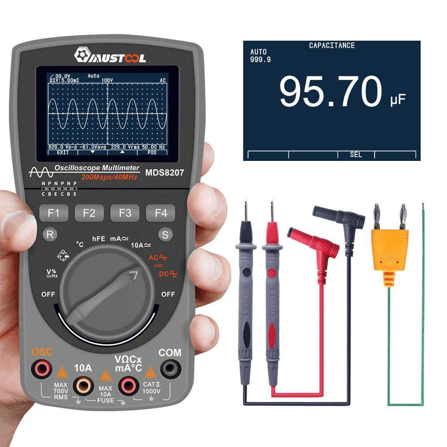 Upgraded MUSTOOL MDS8207 Intelligent 2 in 1Digital 40MHz 200Msps/S Oscilloscope 6000Counts True RMS Multimeter - MRSLM