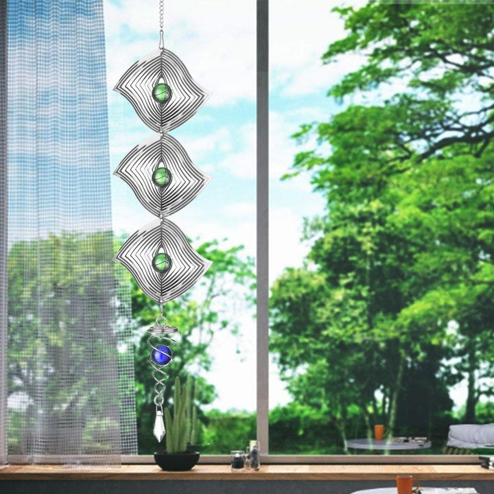 3D Metal Hanging Silent Wind Spinner Chime Home Garden Window Decor Kid Gift Wind Chimes - MRSLM