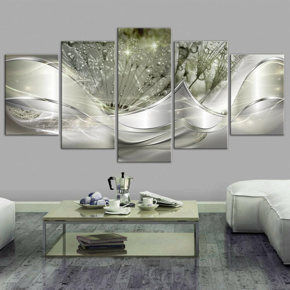 5pcs Hanging Painting Light Green Canvas Wall Art Print Painting home decor abstract Wall Art Picture Decoration - MRSLM