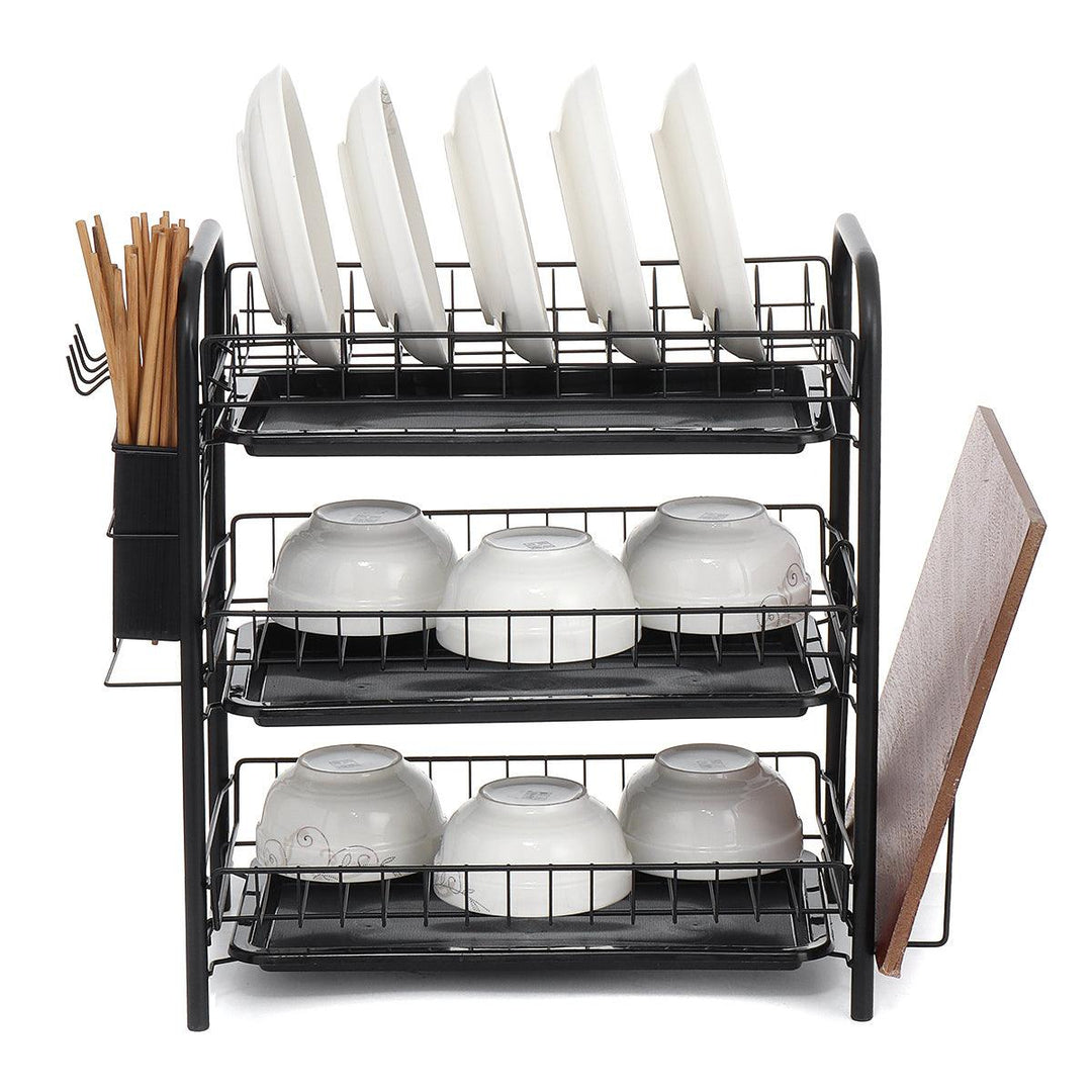 2/3 Tier Stainless Steel Dish Rack Drainer Cutlery Kitchen Storage Holder - MRSLM