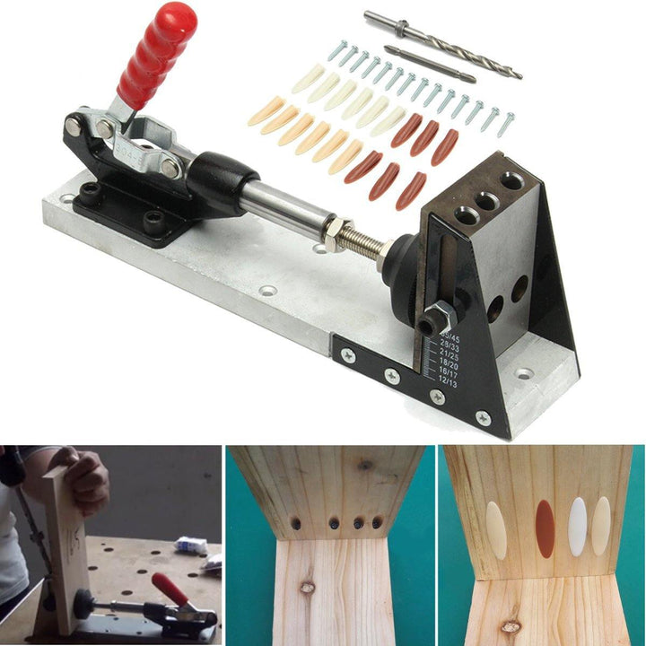 Pockethole Jig Woodworking Kit Portable Hole Jig Joinery System w/Drilling Bit - MRSLM