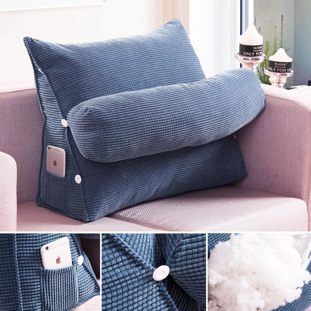 Adjustable Pearl Wool Back Wedge Pillow Reading Bedrest Rest Support Thwartwise Pain Relief Cushion - MRSLM