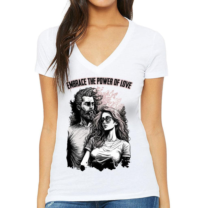 Embrace the Power Of Love Women's V-Neck T-Shirt - Graphic V-Neck Tee - Unique T-Shirt - MRSLM