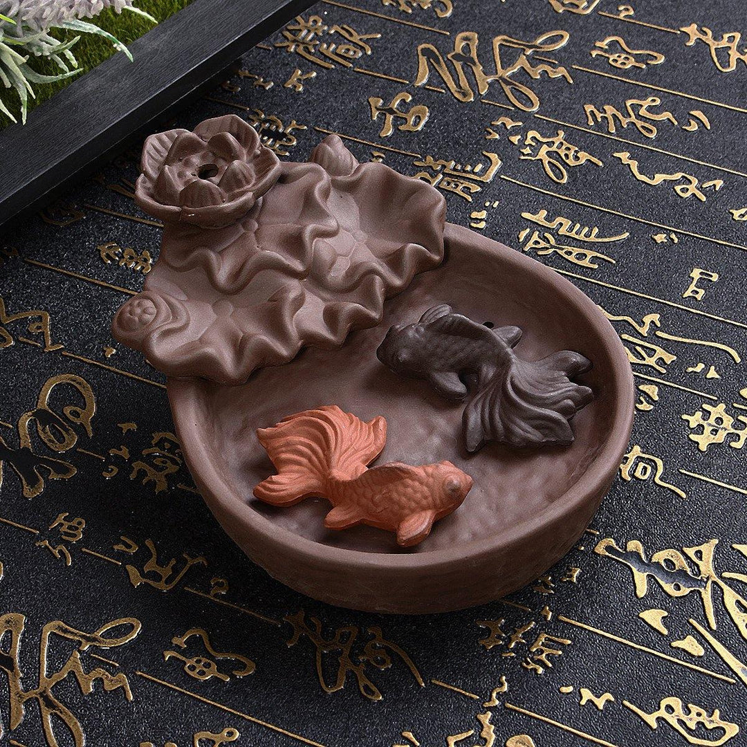 Fish Backflow Incense Burner Censer Stick Holder Decor Gift Zen Buddhist Cones Holder - MRSLM