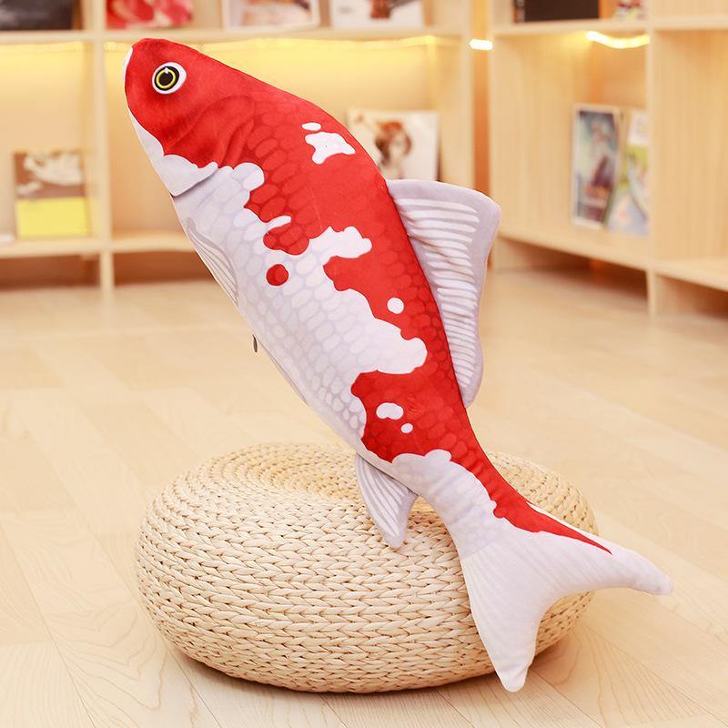 KC Taisho Showa Red White Gibel Carp Golden Koi Fish Stuffed Plush Toy Cotton Goldfish Cushion - MRSLM