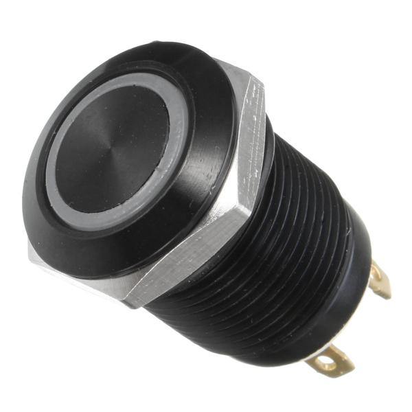 12v 4 Pin 12mm Led Light Metal Push Button Momentary Switch Waterproof Black - MRSLM